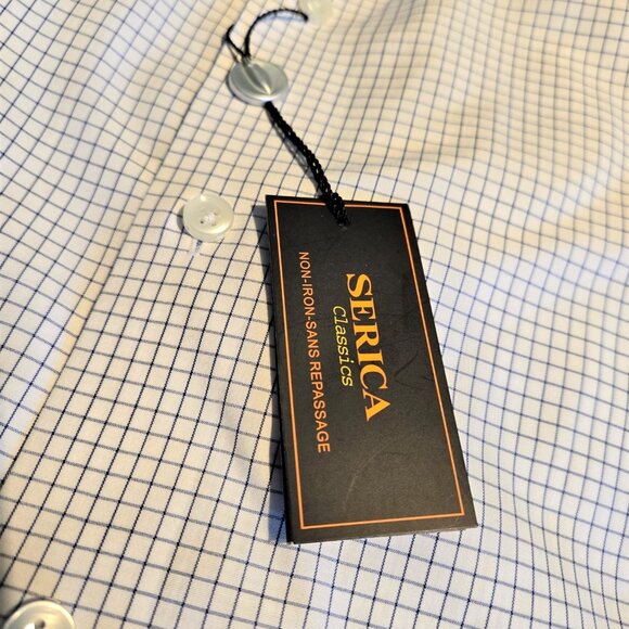 Men's Serica 100% cotton long sleeve No IRON dress shirt Size 40/15 1/2 - Picture 3 of 9